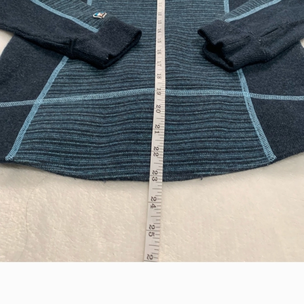 Kuhl Blue Striped Chianti Fleece Full Zip Wool Blend Hoodie Size Small - Picture 6 of 8